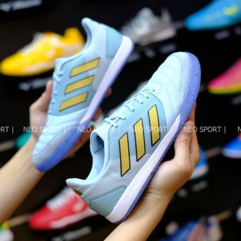  Giày Bóng Đá Futsal Top Sala Competition Xanh Ngọc Logo Vàng Đồng IC 