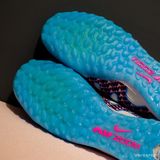  Giày Bóng Đá Cỏ Nhân Tạo Mercurial Vapor 15 Pro Airzoom Bo Thun Trắng Logo Tím Đế Xanh Da TF 