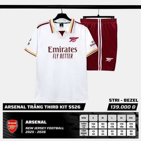  Bộ Quần Áo Bóng Đá STRIVEND - Arsenal Trắng 