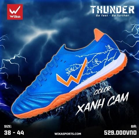  Giày Bóng Đá Chính Hãng Wika Thunder Bo Thun Xanh Bích TF 