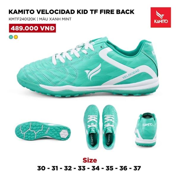  Giày Bóng Đá Chính Hãng KAMITO VELOCIDAD LEGEND KID Xanh Ngọc TF 