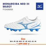  Giày Bóng Đá Chính Hãng Mizuno NEO III SELECT Trắng/Xanh FG 