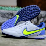  Giày Bóng Đá Cỏ Nhân Tạo Tiempo 9 Pro Bo Thun Xám Gót Tím TF 