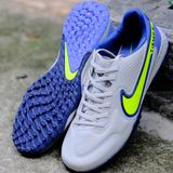  Giày Bóng Đá Cỏ Nhân Tạo Tiempo 9 Pro Bo Thun Xám Gót Tím TF 