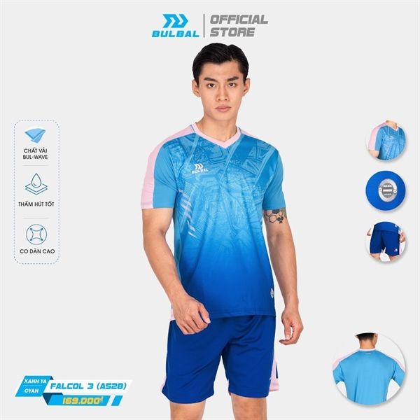  Áo đá banh Bulbal Facol 3 xanh da 