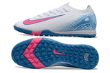  Giày Bóng Đá Cỏ Nhân Tạo Mercurial Vapor 16 Elite Bo Thun Trắng/Xanh Logo Hồng TF 