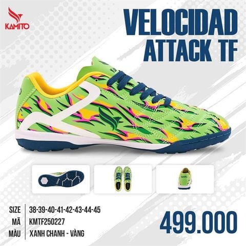  Giày Bóng Đá Chính Hãng KAMITO VELOCIDAD ATTACK TRẮNG XANH LÁ TF 