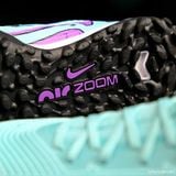  Giày Bóng Đá Cỏ Nhân Tạo Mercurial Vapor 15 Pro Airzoom Bo Thun Xanh Ngọc Gót Tím TF 