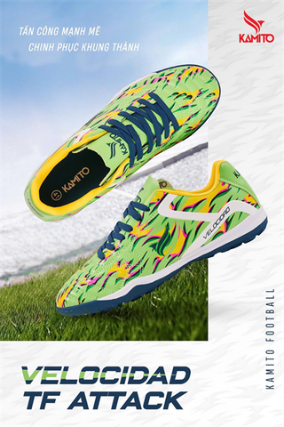  Giày Bóng Đá Chính Hãng KAMITO VELOCIDAD ATTACK TRẮNG XANH LÁ TF 