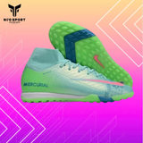  Giày Bóng Đá Cỏ Nhân Tạo Mercurial Superfly 10 Cổ Cao Cosmic Xanh Ngọc/Hồng TF 