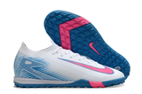  Giày Bóng Đá Cỏ Nhân Tạo Mercurial Vapor 16 Elite Bo Thun Trắng/Xanh Logo Hồng TF 