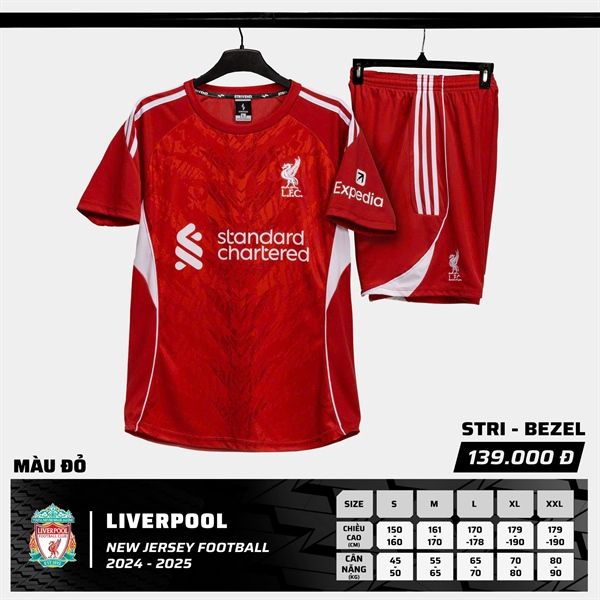  Bộ Quần Áo Bóng Đá STRIVEND - Liverpool Đỏ 