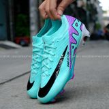  Giày Bóng Đá Cỏ Tự Nhiên Mercurial Air Zoom Vapor 15 Elite Bo Thun C1 Xanh Ngọc gót Tím FG 