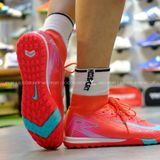  Giày Bóng Đá Cỏ Nhân Tạo Mercurial Superfly 10 cổ cao Đỏ Hồng Logo Xanh Ngọc TF 