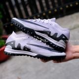  Giày Bóng Đá Cỏ Nhân Tạo Mercurial Air Zoom Vapor 15 Elite Bo Thun Xám Đen TF 
