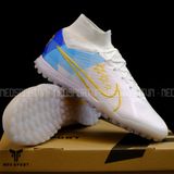  Giày Bóng Đá Cỏ Nhân Tạo Mercurial Air Zoom Superfly 9 Cổ Cao Enzo Fernandez Trắng/Xanh Da/Bích TF 