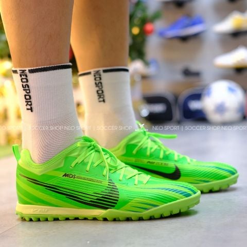 Giày Bóng Đá Cỏ Nhân Tạo Mercurial Vapor 15 Pro Airzoom MDS008 Bo Thun Xanh Lá TF 