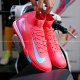  Giày Bóng Đá Cỏ Nhân Tạo Mercurial Superfly 10 cổ cao Đỏ Hồng Logo Xanh Ngọc TF 