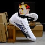  Giày Bóng Đá Cỏ Nhân Tạo Mercurial vapor 13 Pro MDS003 CR7 Bo Thun Trắng Đen TF 