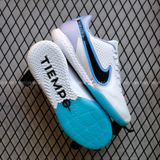  Giày Bóng Đá Futsal Tiempo 9 Trắng Đế Xanh Da IC 