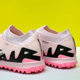  Giày Bóng Đá Cỏ Nhân Tạo Mercurial Vapor 15 Elite Airzoom Bo Thun Hồng Phấn Nhạt Đen TF 