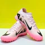  Giày Bóng Đá Cỏ Nhân Tạo Mercurial Vapor 15 Elite Airzoom Bo Thun Hồng Phấn Nhạt Đen TF 