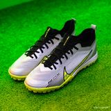  Giày Bóng Đá Cỏ Nhân Tạo Mercurial Vapor 15 Pro Airzoom Bo Thun Xám/Bạc Đế Chuối TF 