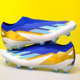  Giày Bóng Đá Cỏ Tự Nhiên Adidas X Crazyfast Elite Messi Xanh Navy Trắng không dây Laceless FG 