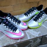  Giày Bóng Đá Cỏ Nhân Tạo Mercurial Vapor 15 Academy Xám/Bạc Đế Hồng TF 