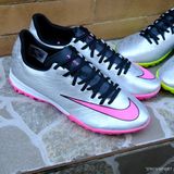  Giày Bóng Đá Cỏ Nhân Tạo Mercurial Vapor 15 Academy Xám/Bạc Đế Hồng TF 