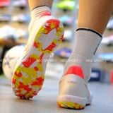  Giày Bóng Đá Cỏ Nhân Tạo Mizuno Morelia Neo 3 Sala Beta SF Bo Thun Trắng Logo-Đế Camo Đỏ TF 
