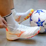  Giày Bóng Đá Cỏ Nhân Tạo Mizuno Morelia Neo 3 Sala Beta SF Bo Thun Trắng Logo-Đế Camo Đỏ TF 