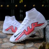  Giày Bóng Đá Cỏ Nhân Tạo Mercurial Zoom Vapor 15 Superfly 9 Elite Cổ Cao Trắng Logo Đỏ TF 