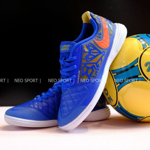  Giày Bóng Đá Futsal Lunar Gato II Xanh/Trắng IC 