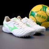  Giày Bóng Đá Cỏ Nhân Tạo Mizuno Morelia Neo 4 Pro Đế Đệm Trắng Logo Xanh Lá TF 