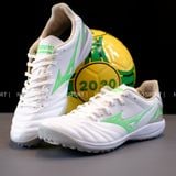  Giày Bóng Đá Cỏ Nhân Tạo Mizuno Morelia Neo 4 Pro Đế Đệm Trắng Logo Xanh Lá TF 