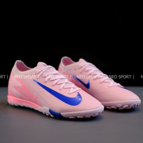  Giày Bóng Đá Cỏ Nhân Tạo Mercurial Vapor 16 Elite Bo Thun Hồng Phấn Nhạt Logo Xanh TF 