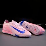  Giày Bóng Đá Cỏ Nhân Tạo Mercurial Vapor 16 Elite Bo Thun Hồng Phấn Nhạt Logo Xanh TF 