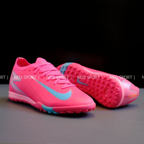  Giày Bóng Đá Cỏ Nhân Tạo Mercurial Vapor 16 Elite Bo Thun Hồng Đậm Logo xanh TF 