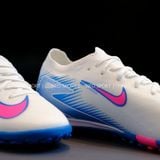 Giày Bóng Đá Cỏ Nhân Tạo Mercurial Vapor 16 Elite Bo Thun Trắng/Xanh Logo Hồng TF 