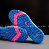 Giày Bóng Đá Cỏ Nhân Tạo Mercurial Vapor 16 Elite Bo Thun Trắng/Xanh Logo Hồng TF 