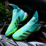  Giày Bóng Đá Cỏ Nhân Tạo Predator Freak+ Không Dây Xanh Ngọc Đế Chuối TF 