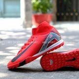  Giày Bóng Đá Cỏ Nhân Tạo Mercurial Superfly 10 Cổ Cao Đỏ/Gót Xám TF 