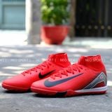  Giày Bóng Đá Cỏ Nhân Tạo Mercurial Superfly 10 Cổ Cao Đỏ/Gót Xám TF 