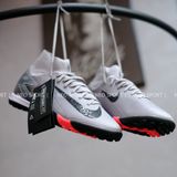  Giày Bóng Đá Cỏ Nhân Tạo Mercurial Superfly 10 Cổ Cao Full Xám TF 