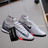  Giày Bóng Đá Cỏ Nhân Tạo Mercurial Superfly 10 Cổ Cao Full Xám TF 
