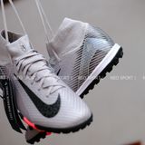  Giày Bóng Đá Cỏ Nhân Tạo Mercurial Superfly 10 Cổ Cao Full Xám TF 