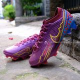  Giày Bóng Đá Cỏ Tự Nhiên Mercurial Air Zoom Vapor 15 Elite Mbappe Bo Thun Tím Gót Xanh Da FG 