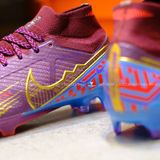  Giày Bóng Đá Cỏ Tự Nhiên Mercurial Air Zoom Superfly 9 Elite Mbappe Cổ Cao Tím Gót Xanh Da FG 