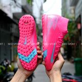  Giày Bóng Đá Cỏ Nhân Tạo Mercurial Superfly 10 Cổ Cao Hồng Đậm Logo Xanh TF 